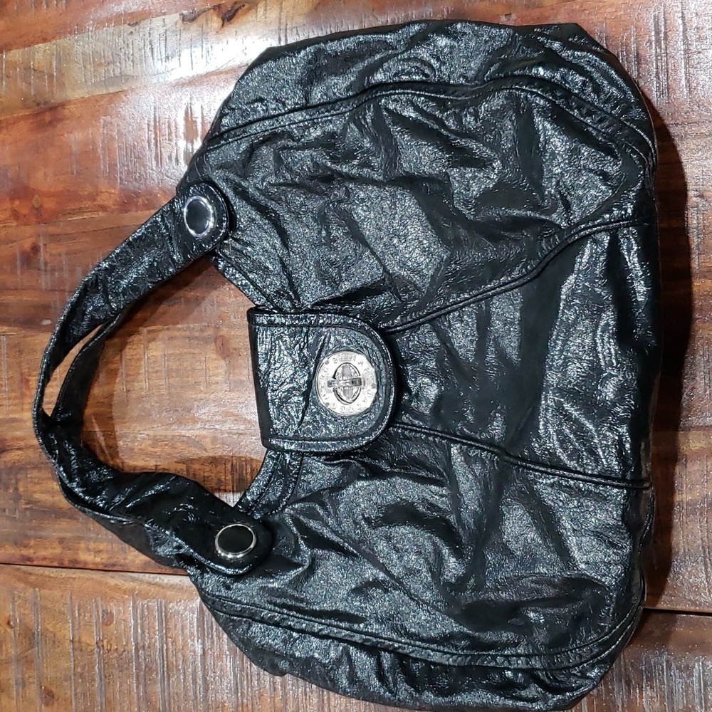 Marc By Marc Jacobs Silver and Black Slouch Hobo Leather Bag